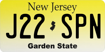 NJ license plate J22SPN