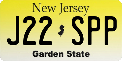 NJ license plate J22SPP