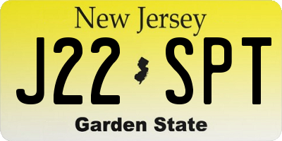 NJ license plate J22SPT