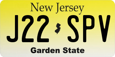 NJ license plate J22SPV