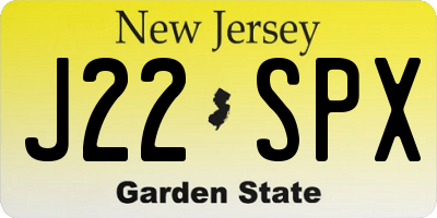 NJ license plate J22SPX