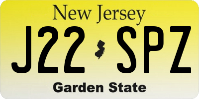 NJ license plate J22SPZ