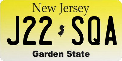 NJ license plate J22SQA