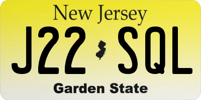 NJ license plate J22SQL