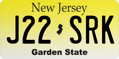 NJ license plate J22SRK