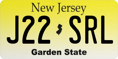 NJ license plate J22SRL