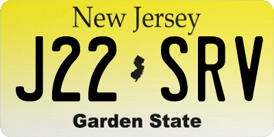 NJ license plate J22SRV