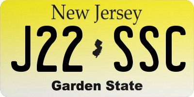 NJ license plate J22SSC