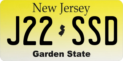 NJ license plate J22SSD