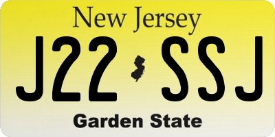NJ license plate J22SSJ
