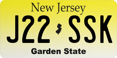 NJ license plate J22SSK