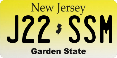 NJ license plate J22SSM