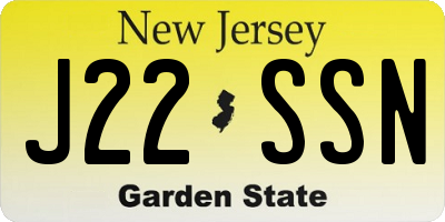 NJ license plate J22SSN