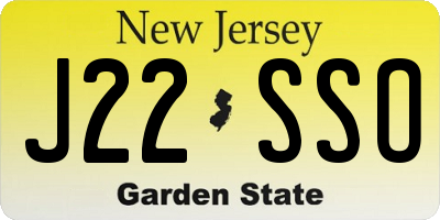 NJ license plate J22SSO