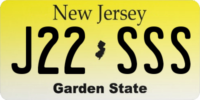 NJ license plate J22SSS