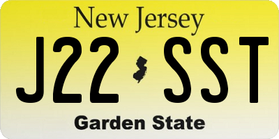 NJ license plate J22SST