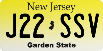 NJ license plate J22SSV