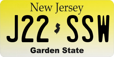 NJ license plate J22SSW