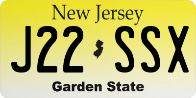 NJ license plate J22SSX