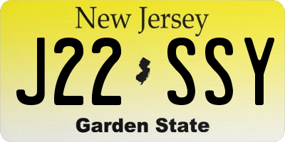 NJ license plate J22SSY