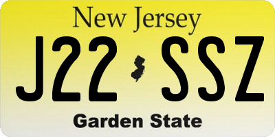 NJ license plate J22SSZ