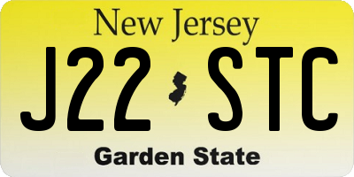 NJ license plate J22STC