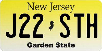 NJ license plate J22STH