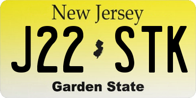 NJ license plate J22STK