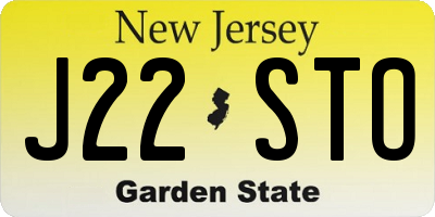 NJ license plate J22STO