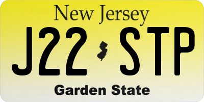 NJ license plate J22STP