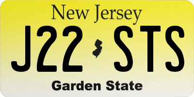 NJ license plate J22STS