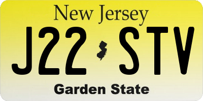 NJ license plate J22STV