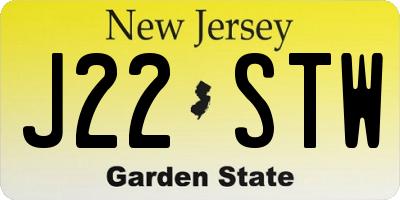 NJ license plate J22STW