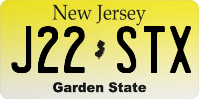 NJ license plate J22STX