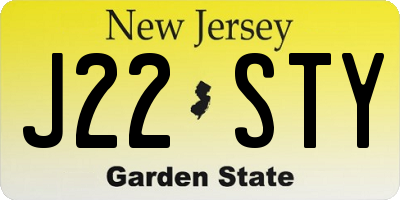 NJ license plate J22STY