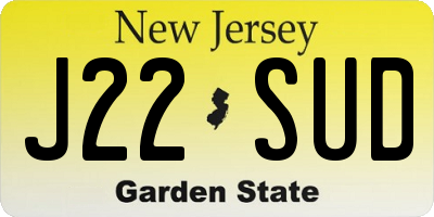 NJ license plate J22SUD
