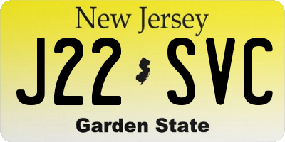 NJ license plate J22SVC