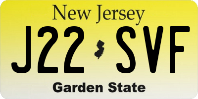 NJ license plate J22SVF