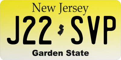 NJ license plate J22SVP