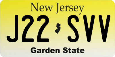 NJ license plate J22SVV