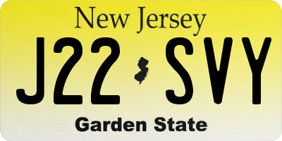 NJ license plate J22SVY