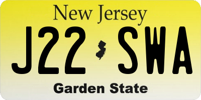 NJ license plate J22SWA