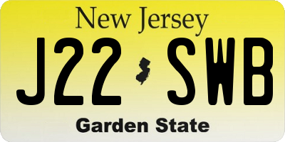 NJ license plate J22SWB