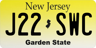 NJ license plate J22SWC