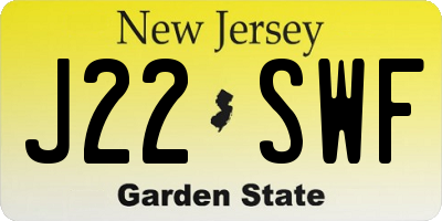 NJ license plate J22SWF