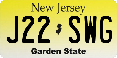 NJ license plate J22SWG