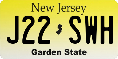 NJ license plate J22SWH