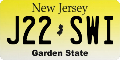 NJ license plate J22SWI
