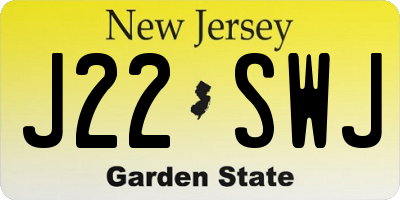 NJ license plate J22SWJ