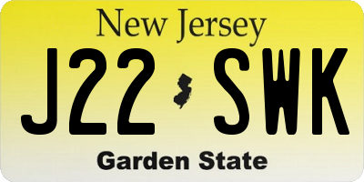 NJ license plate J22SWK